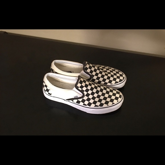 vans slip ons white checkered